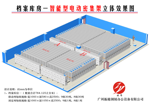 廣(guang)州市(shi)某大(da)型檔案館智能(néng)密集(ji)架設(shè)計(ji)效果圖方(fang)案1